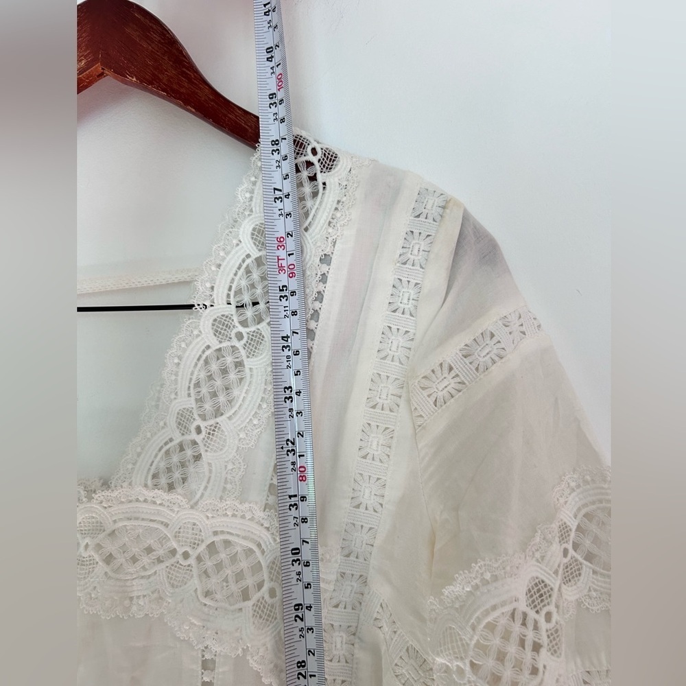 Anthropologie Eri+ tAli Gustavia Embroidered White Prairie Dress Lace - Picture 6 of 8